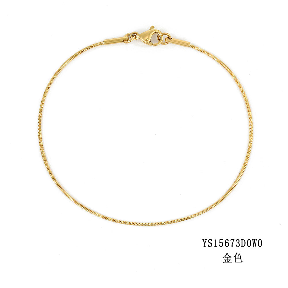 Wholesale Round Snake Chain Stainless Steel Gold Plated Versatile Bracelet